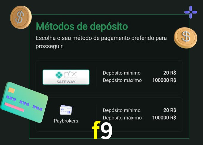O cassino f9 oferece uma grande variedade de métodos de pagamento